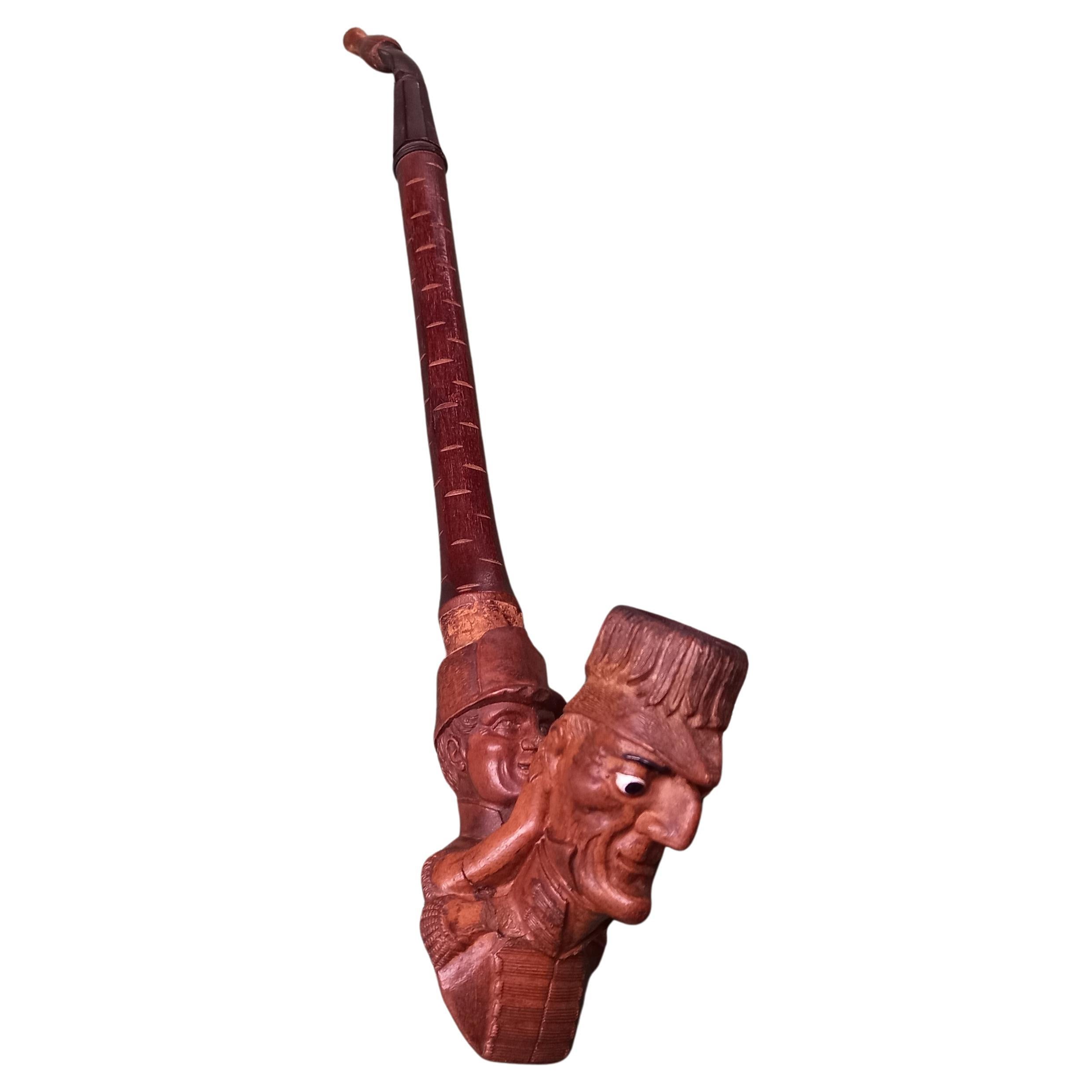 Woodcarved Pipe Depicting Wellington, 19th Century For Sale