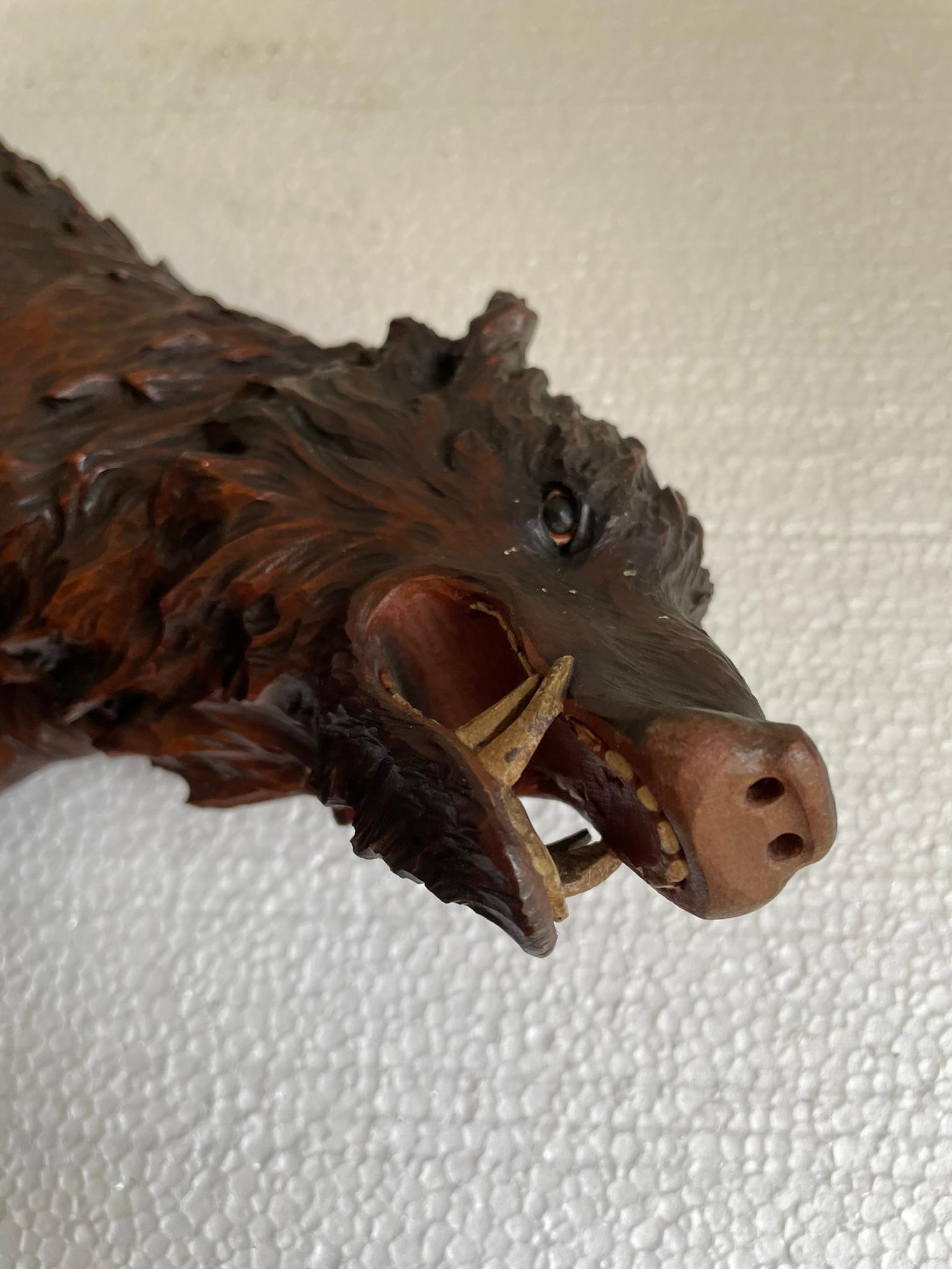 Woodcarved Wild Boar, Italy 1930 ca For Sale 4