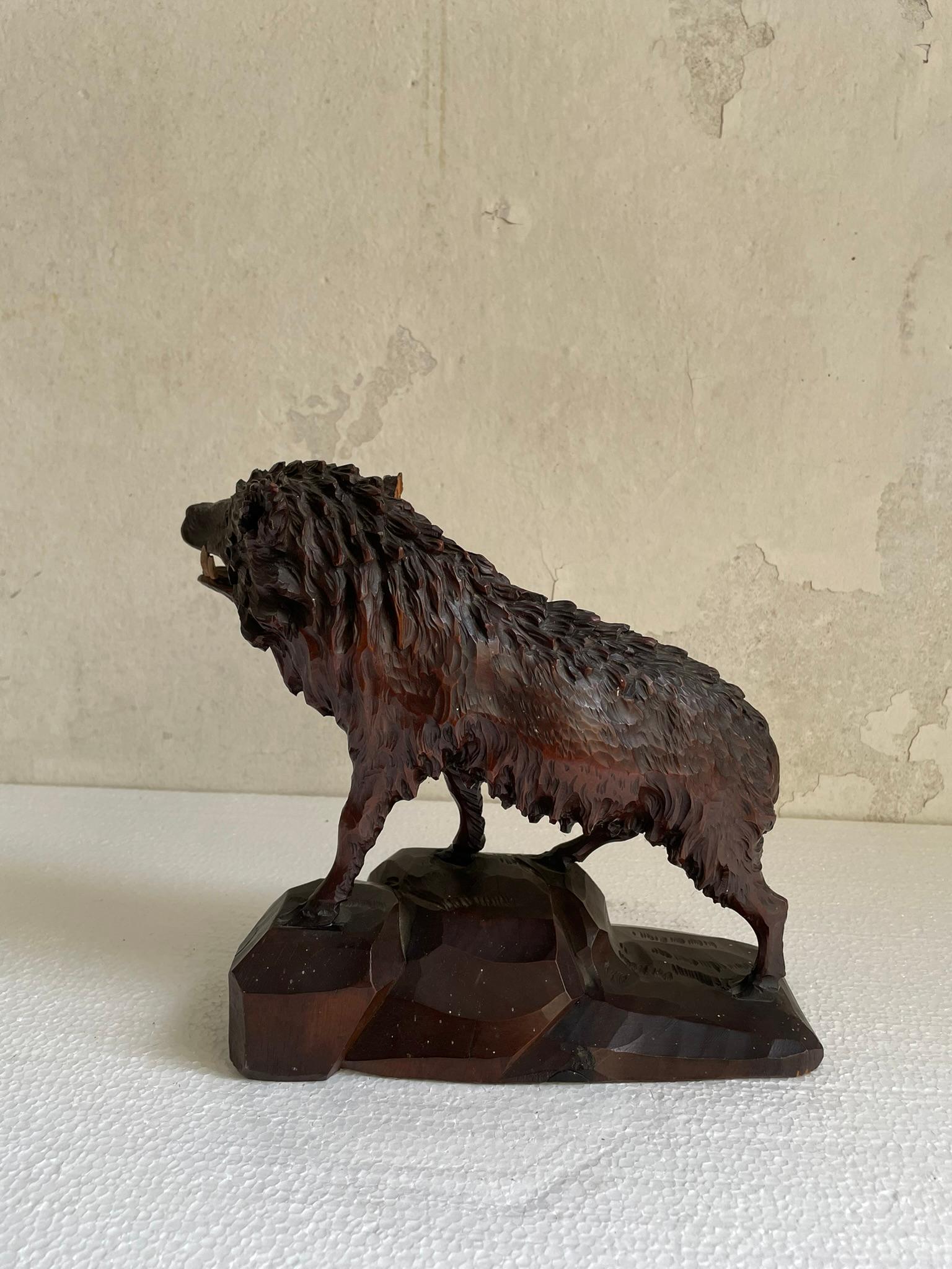 Art Deco Woodcarved Wild Boar, Italy 1930 ca For Sale