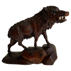 Woodcarved Wild Boar, Italy 1930 ca