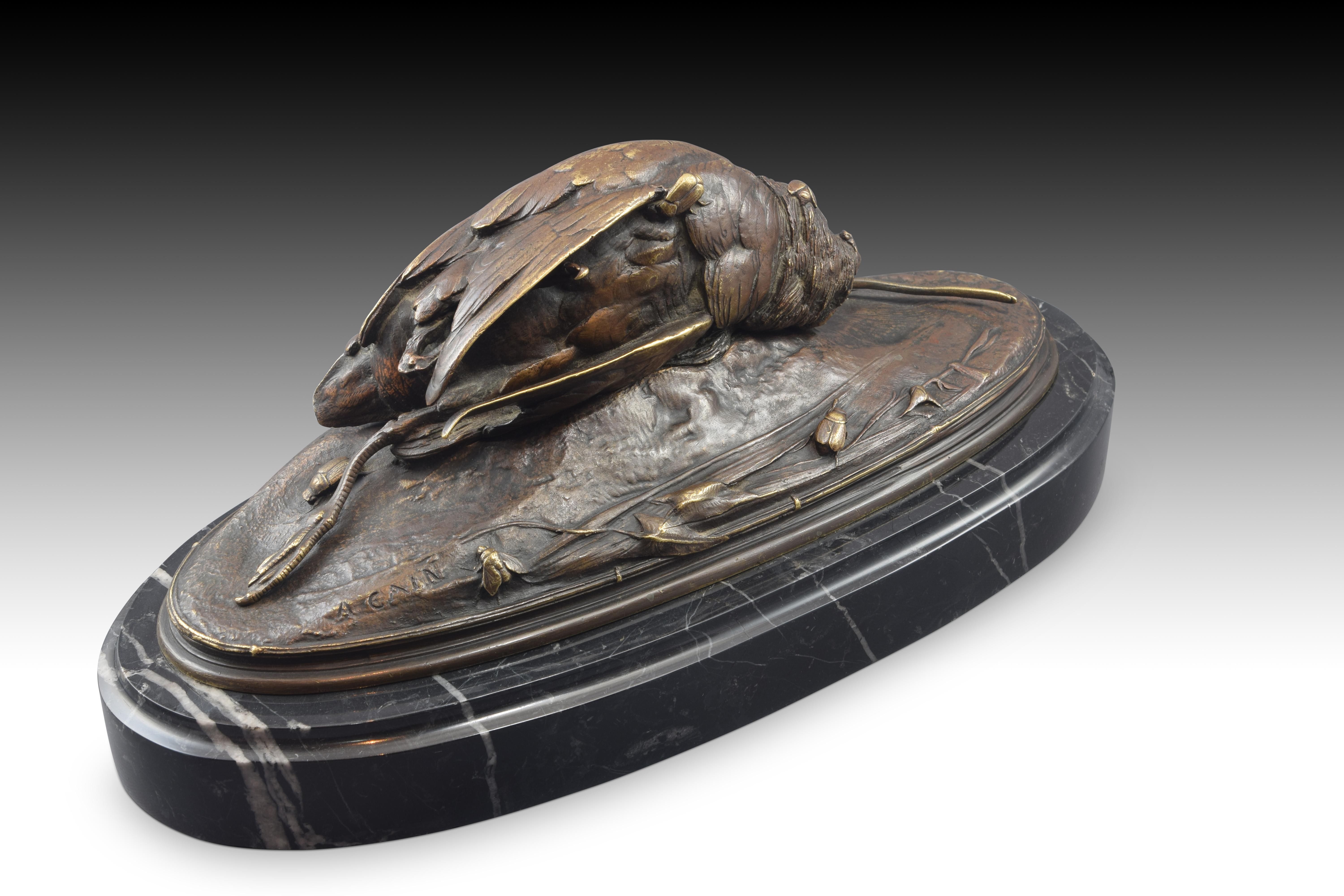 Autre Bois et insectes. Bronze, marbre. CAIN, Auguste (Paris, France, 1821-1894).