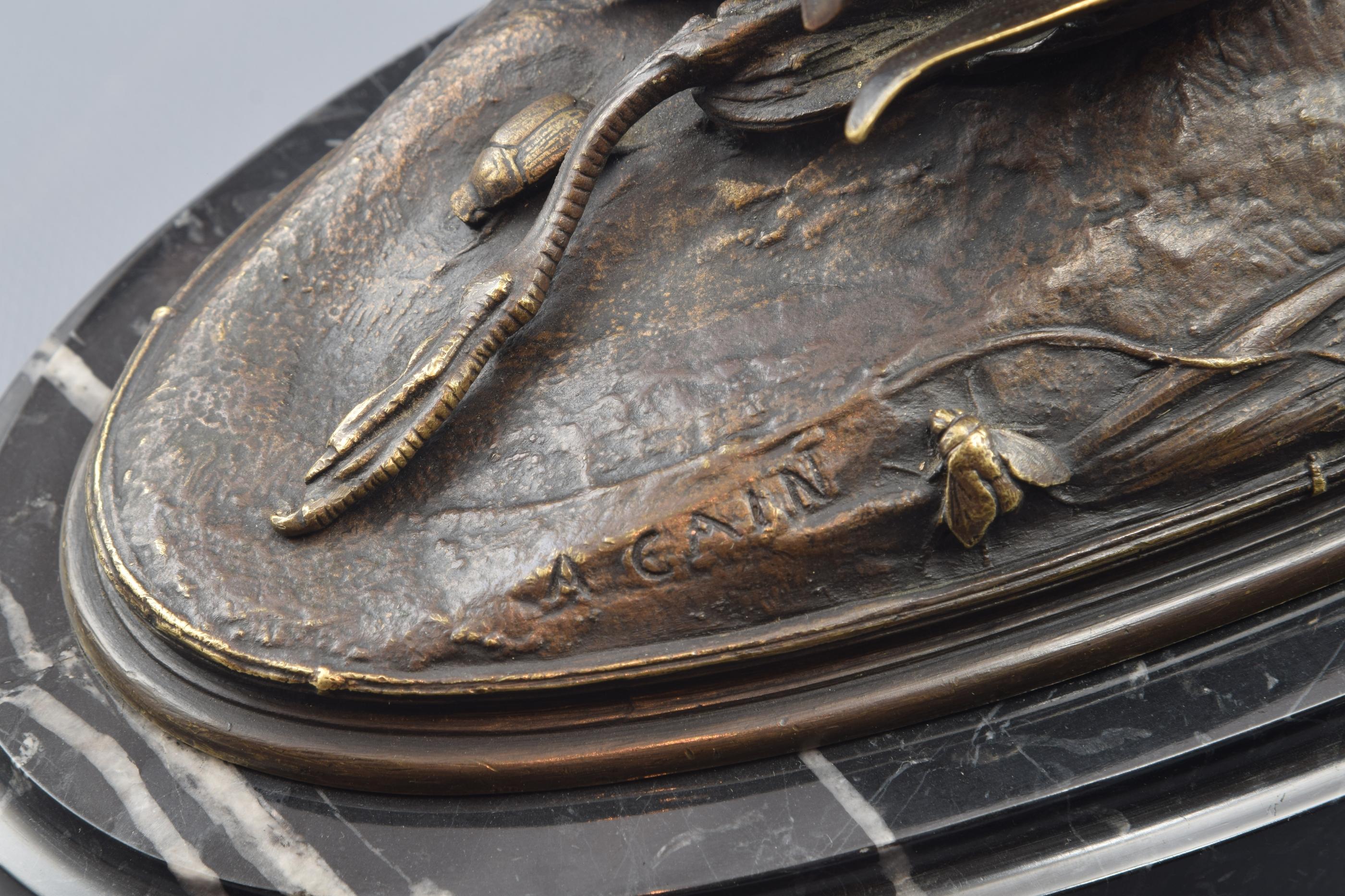 Français Bois et insectes. Bronze, marbre. CAIN, Auguste (Paris, France, 1821-1894).