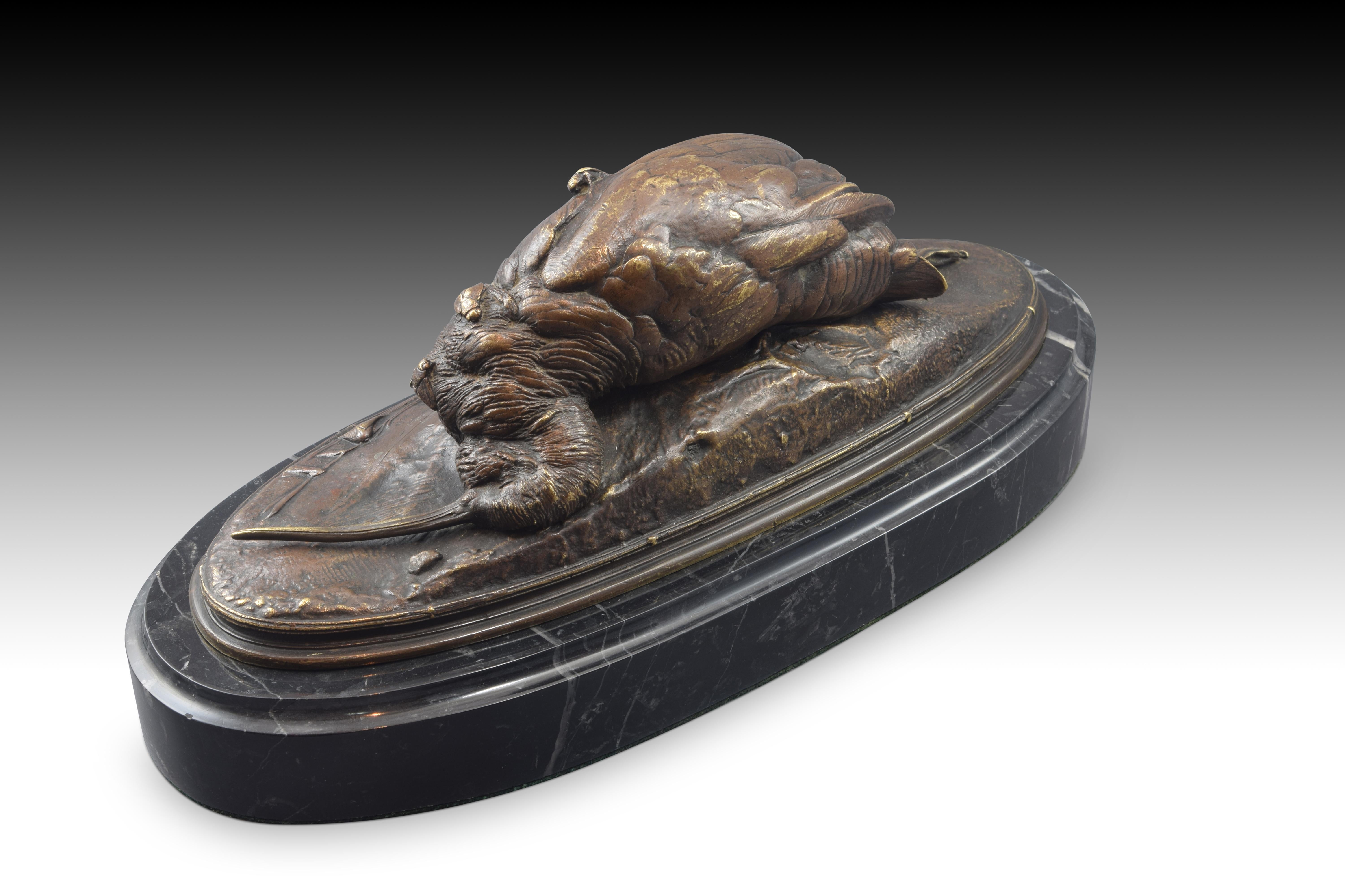 Bois et insectes. Bronze, marbre. CAIN, Auguste (Paris, France, 1821-1894). Bon état à Madrid, ES