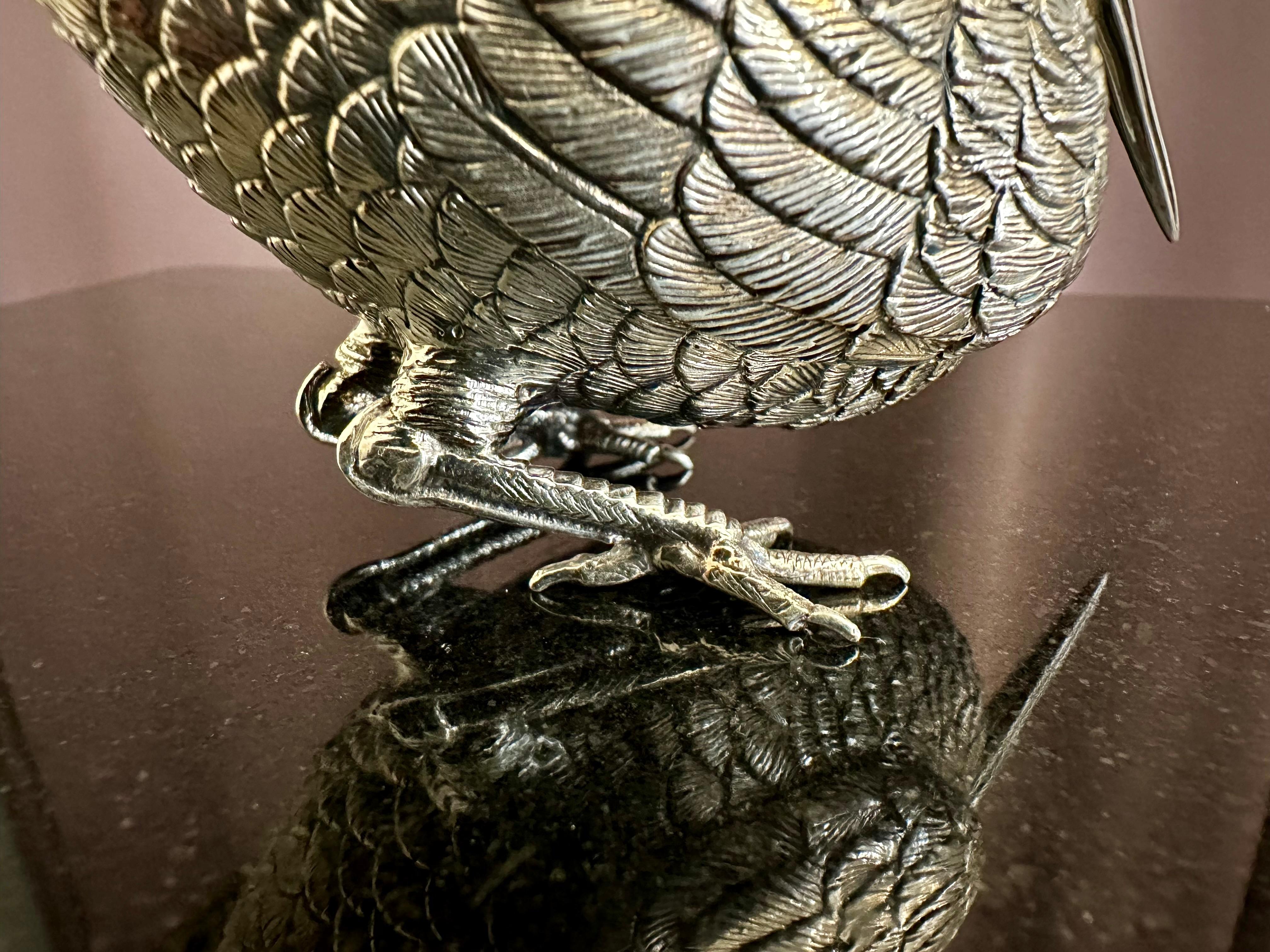 Figurine Woodcock ciselée à la main en argent 925  6