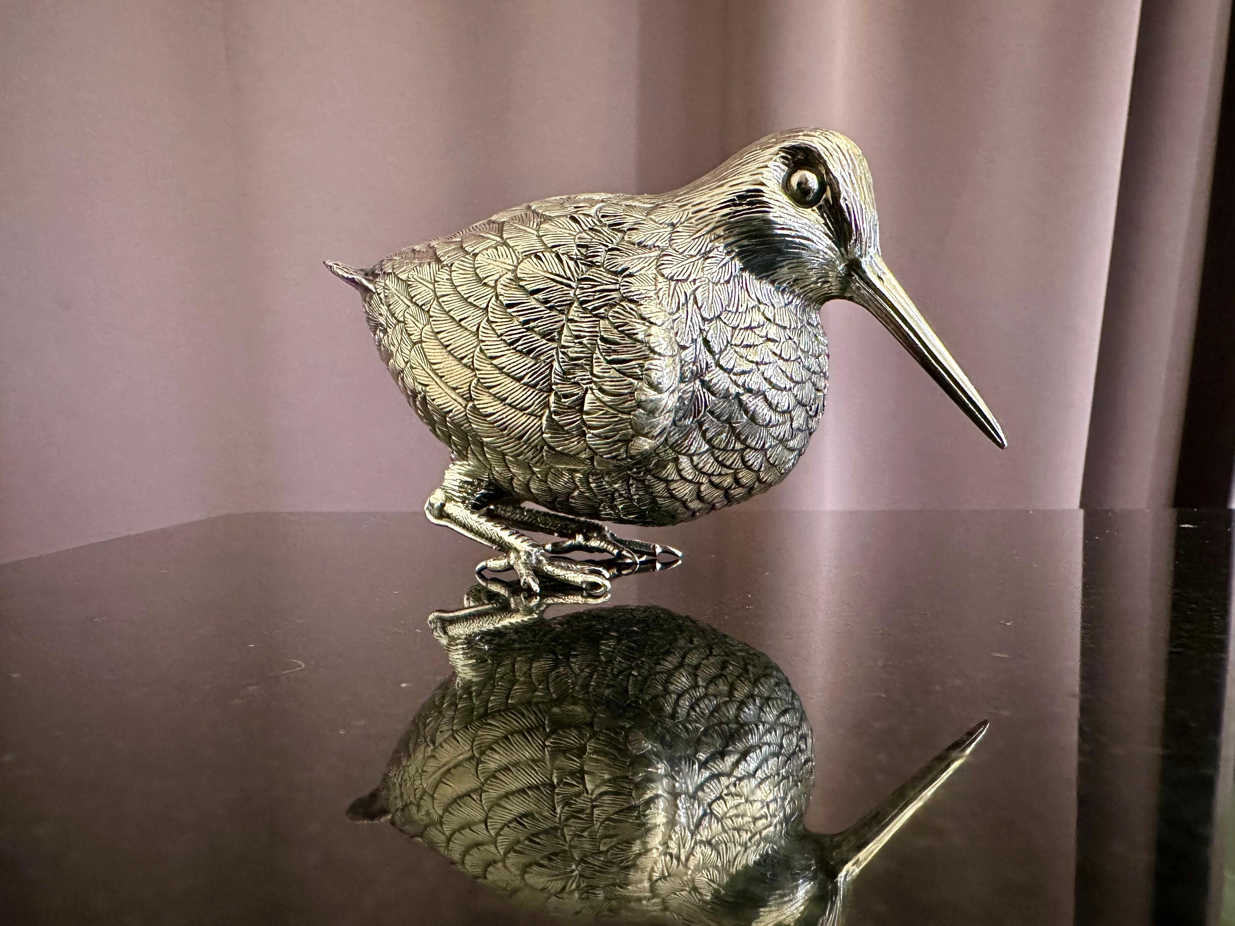 Figurine Woodcock ciselée à la main en argent 925  Neuf à Porto, PT