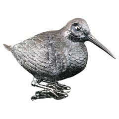 Figurine Woodcock ciselée à la main en argent 925 