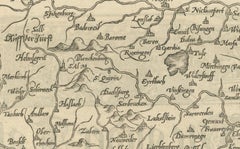 Woodcut Map of the Rhine River Region Covering the Palatinate, Austria and Elsa