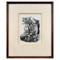 Woodcut "Still Life With Strawberries", Latvia By Junkers Aleksandrs, 1935