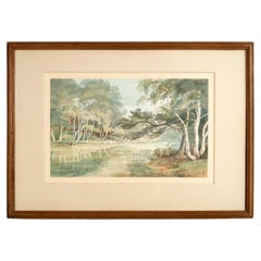 Vintage 'Wooded Landscape' Watercolour by English Artist Signed Eileen Young
