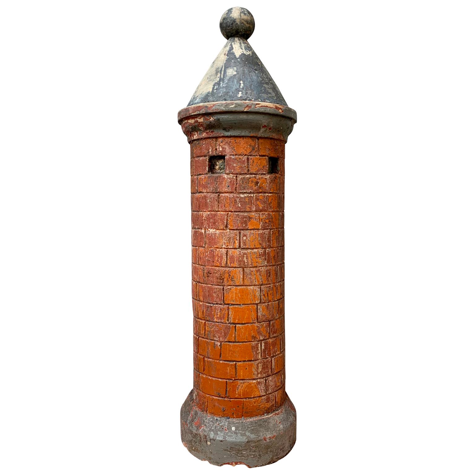 Rococo Wooden 19th Century Polychrome Sculpture Of A Medieval Tower For Sale