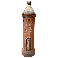 Wooden 19th Century Polychrome Sculpture Of A Medieval Tower