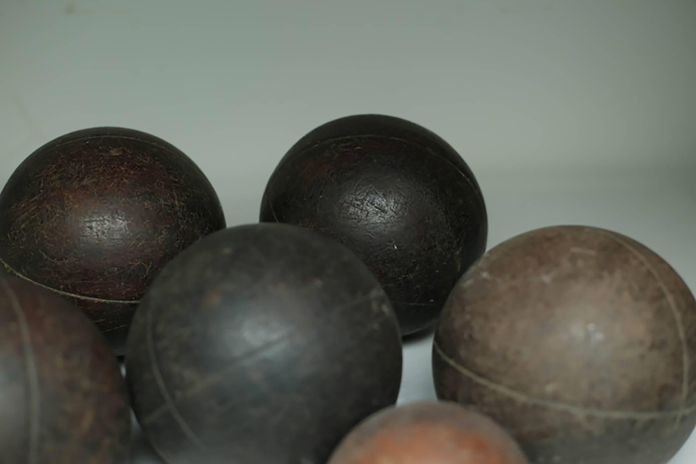 Wooden 20th c. Bocci Balls, circa 1940s, Set of Six 5