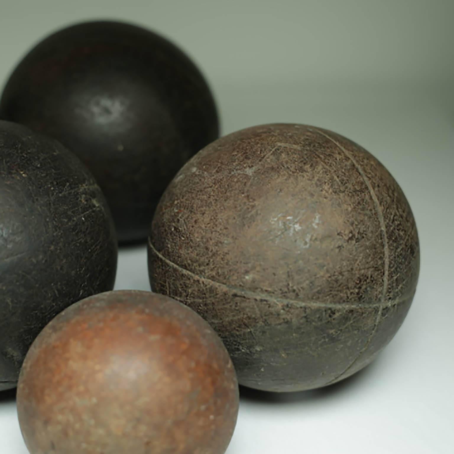 Wooden 20th c. Bocci Balls, circa 1940s, Set of Six 2