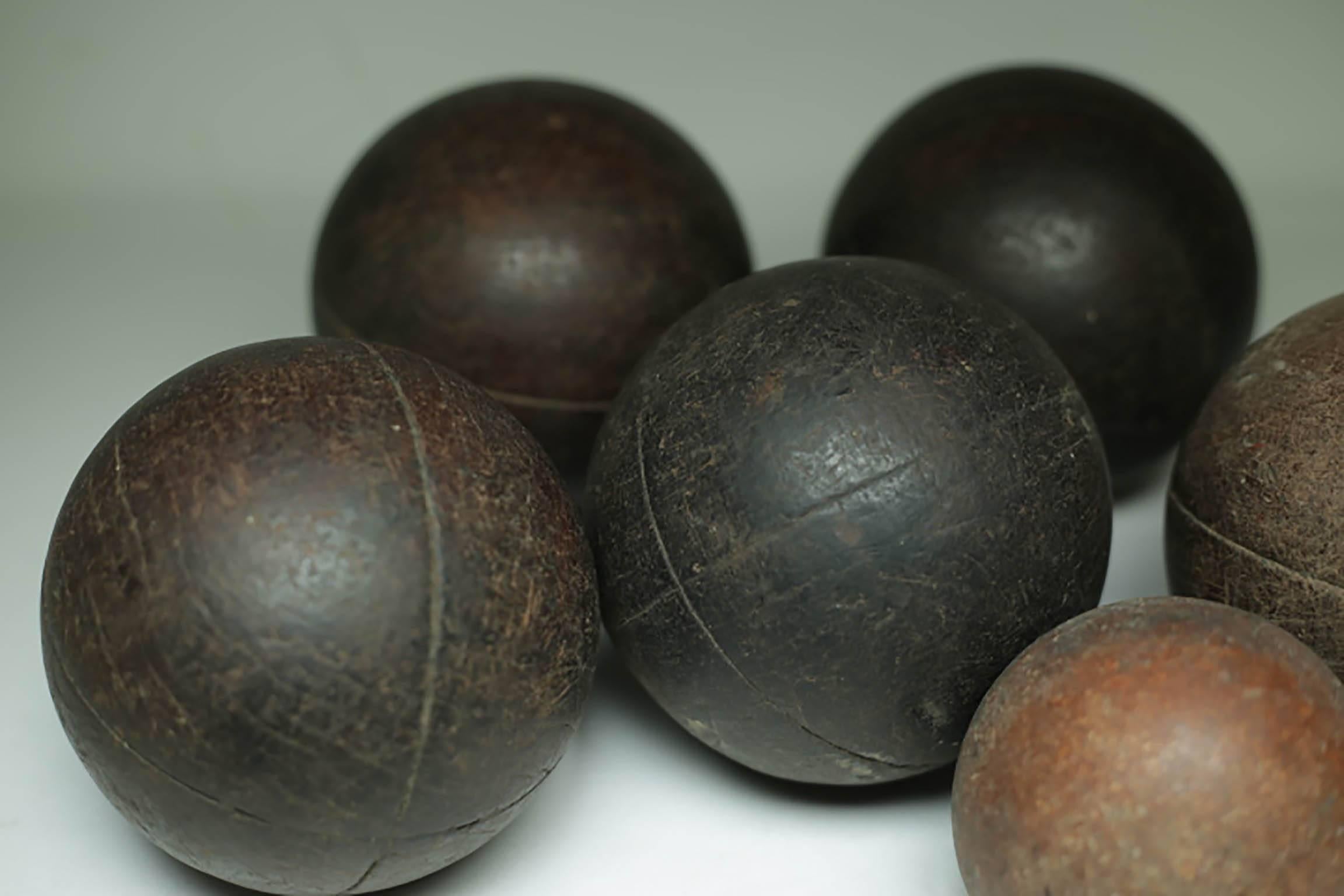 Wooden 20th c. Bocci Balls, circa 1940s, Set of Six 3