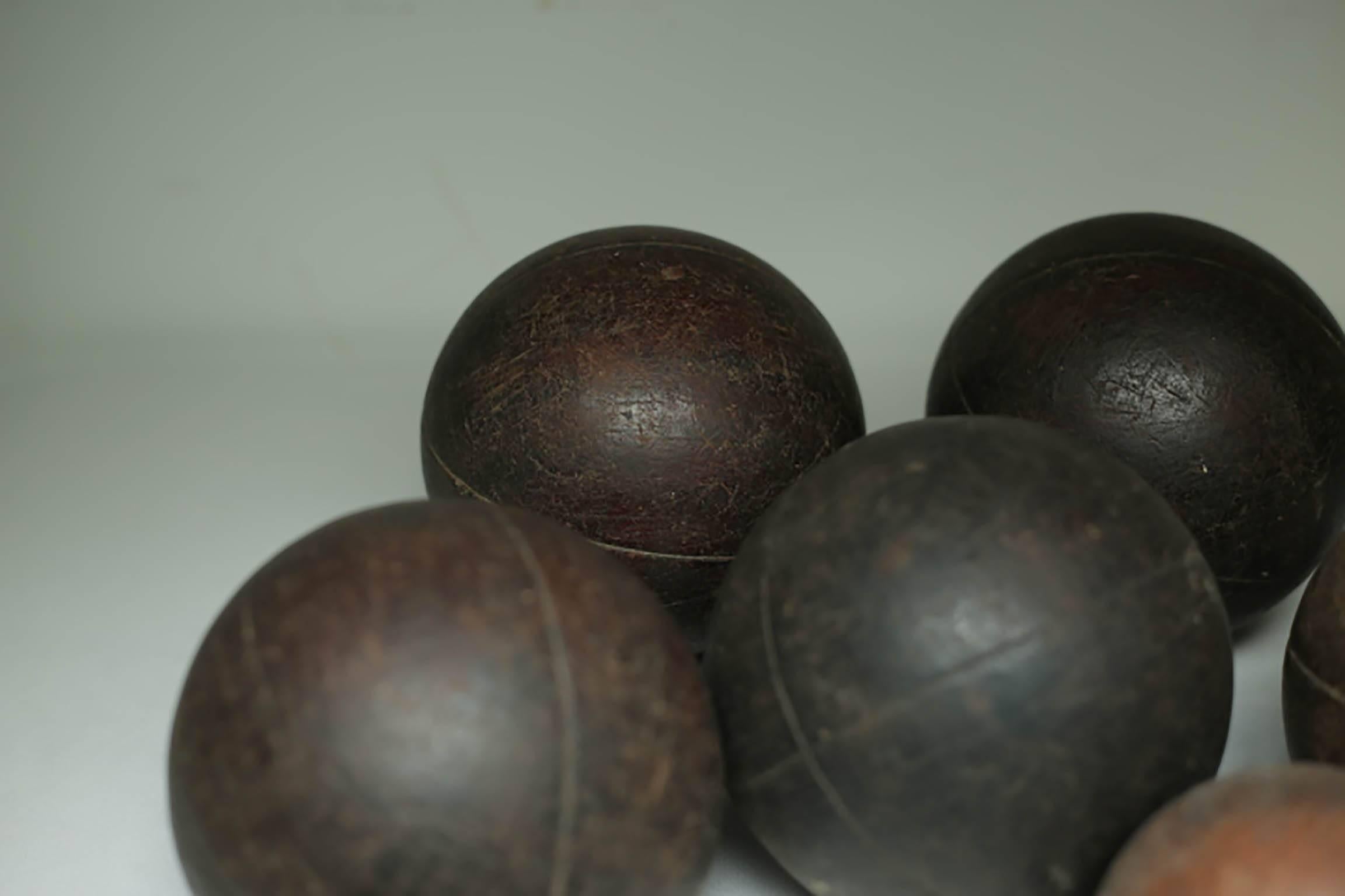 Wooden 20th c. Bocci Balls, circa 1940s, Set of Six 4