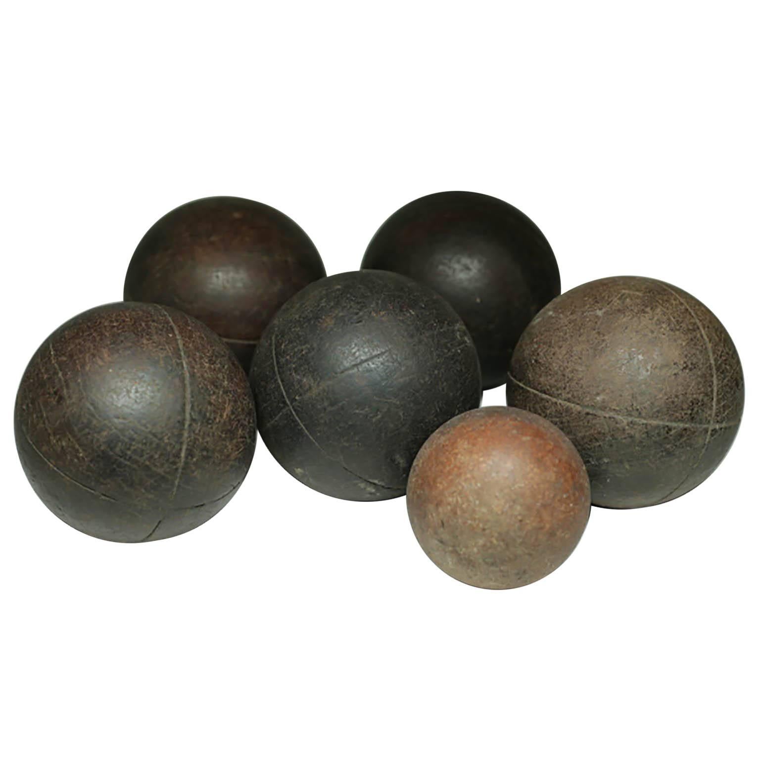 Wooden 20th c. Bocci Balls, circa 1940s, Set of Six
