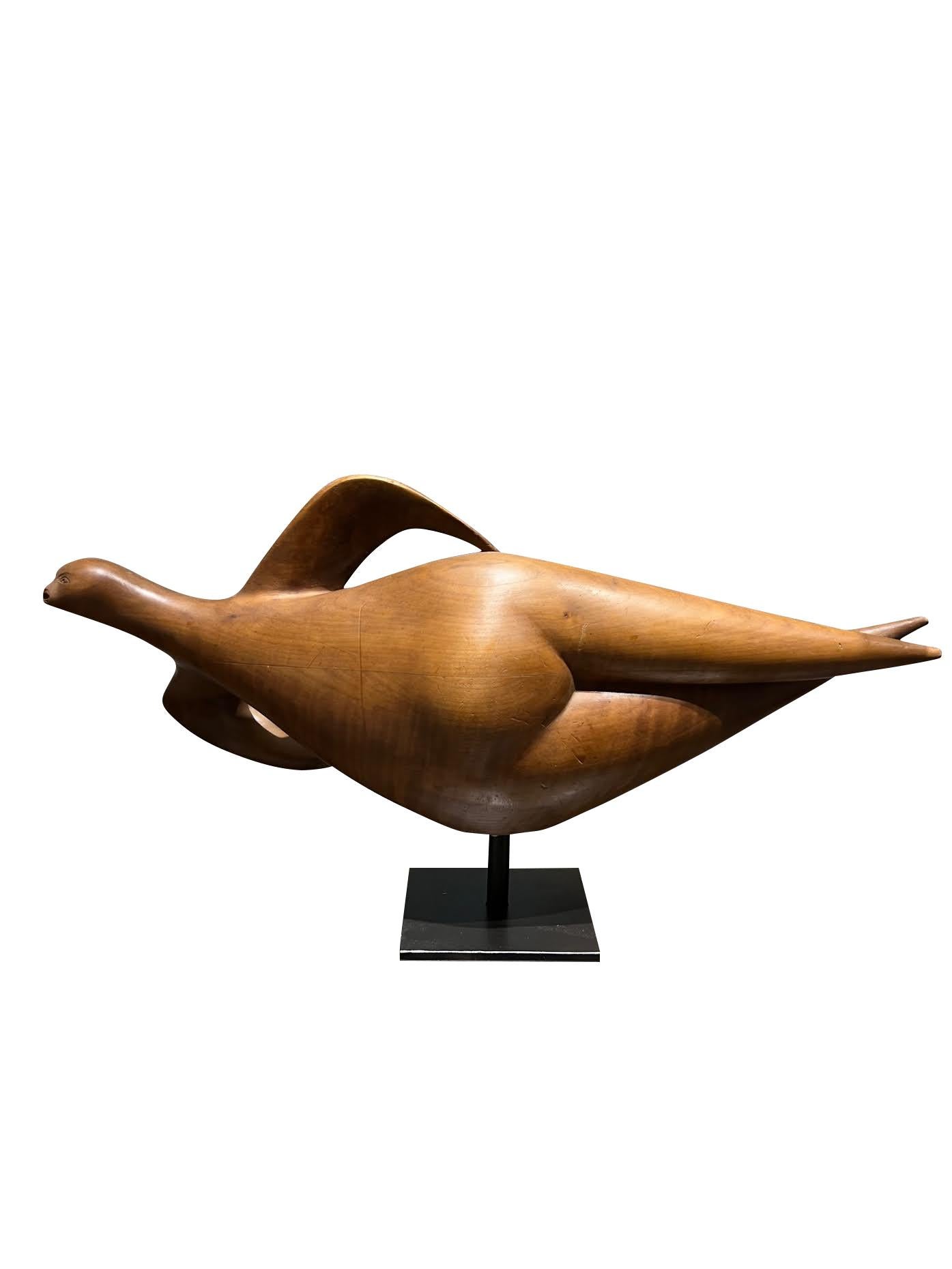 1960's French wooden abstract sculpture of a female form.
