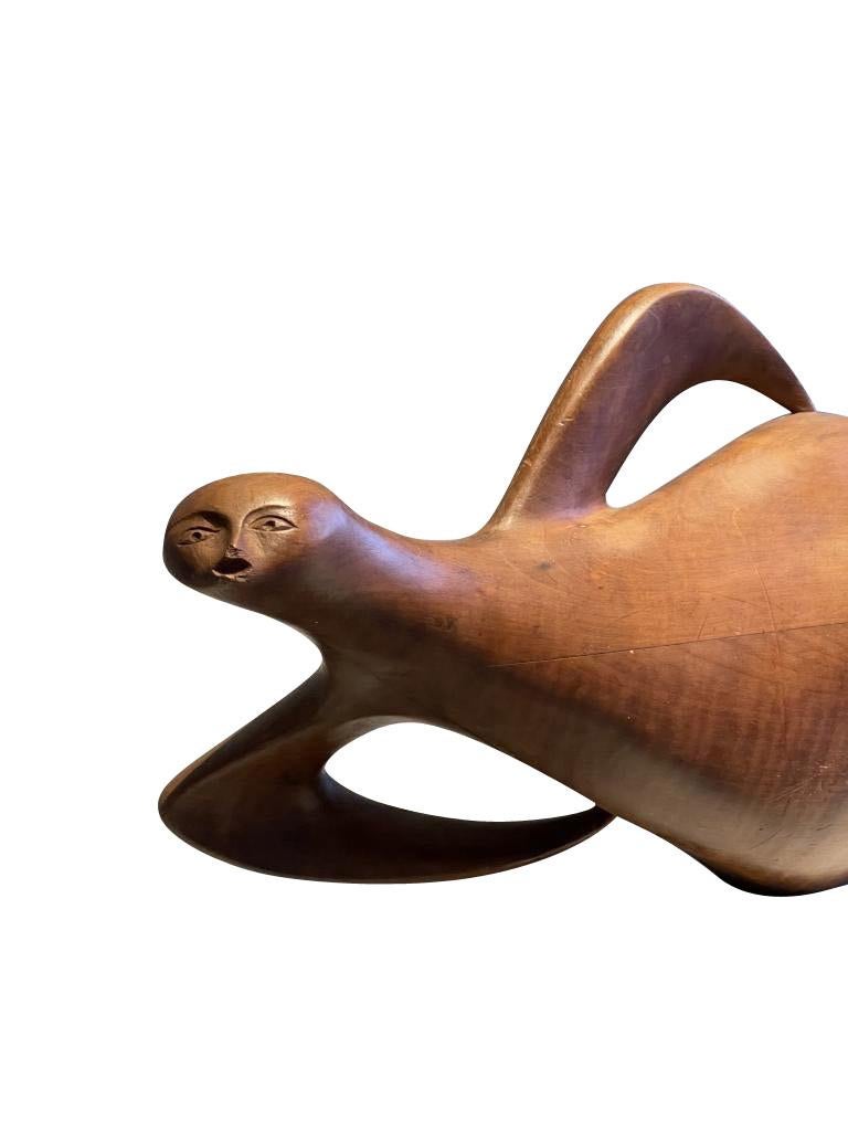 Mid-20th Century Wooden Abstract Female Sculpture, France, 1960s