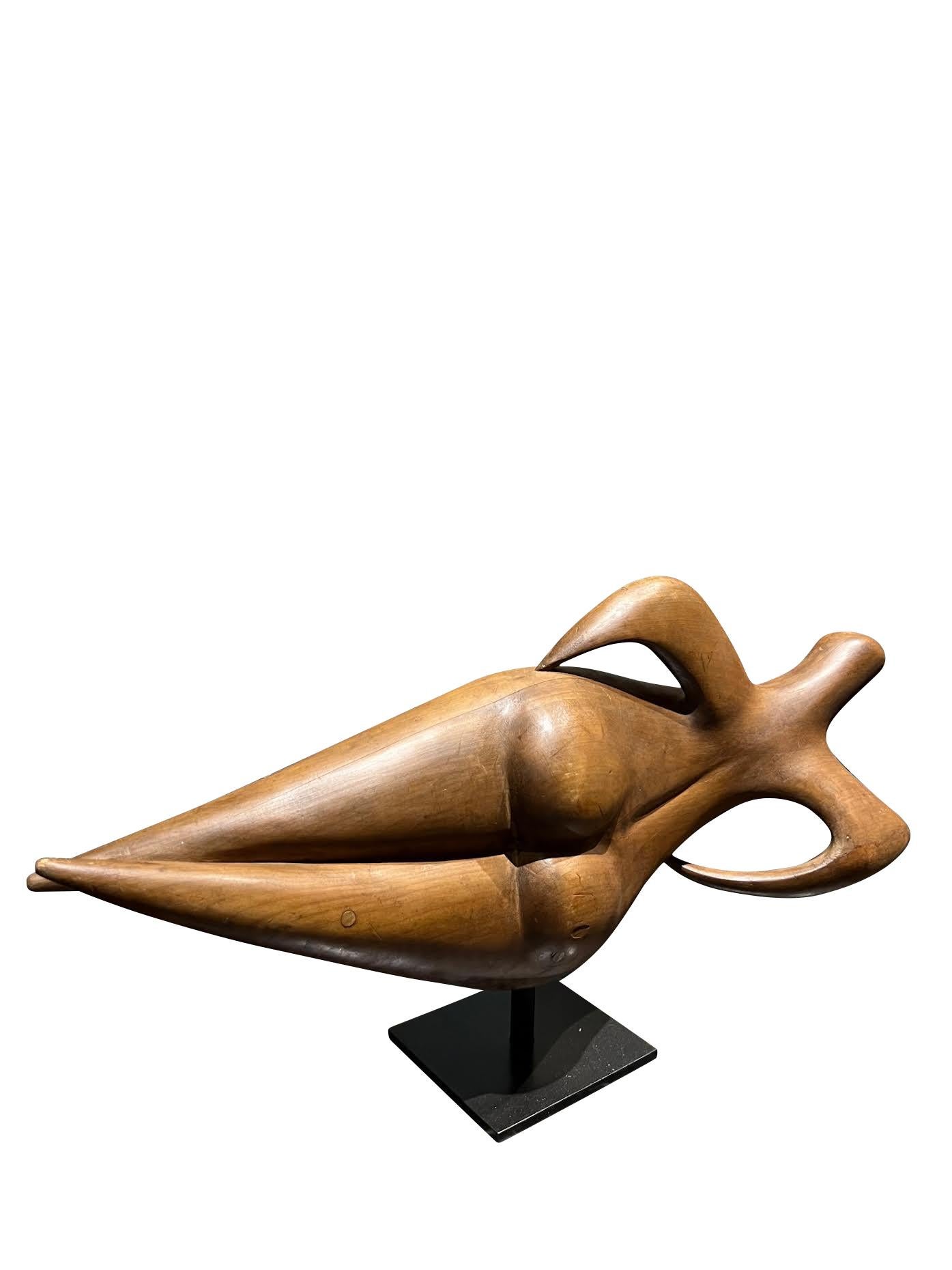 Wooden Abstract Female Sculpture, France, 1960s In Good Condition In New York, NY