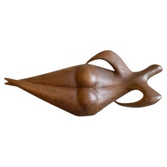 Wooden Abstract Female Sculpture, France, 1960s