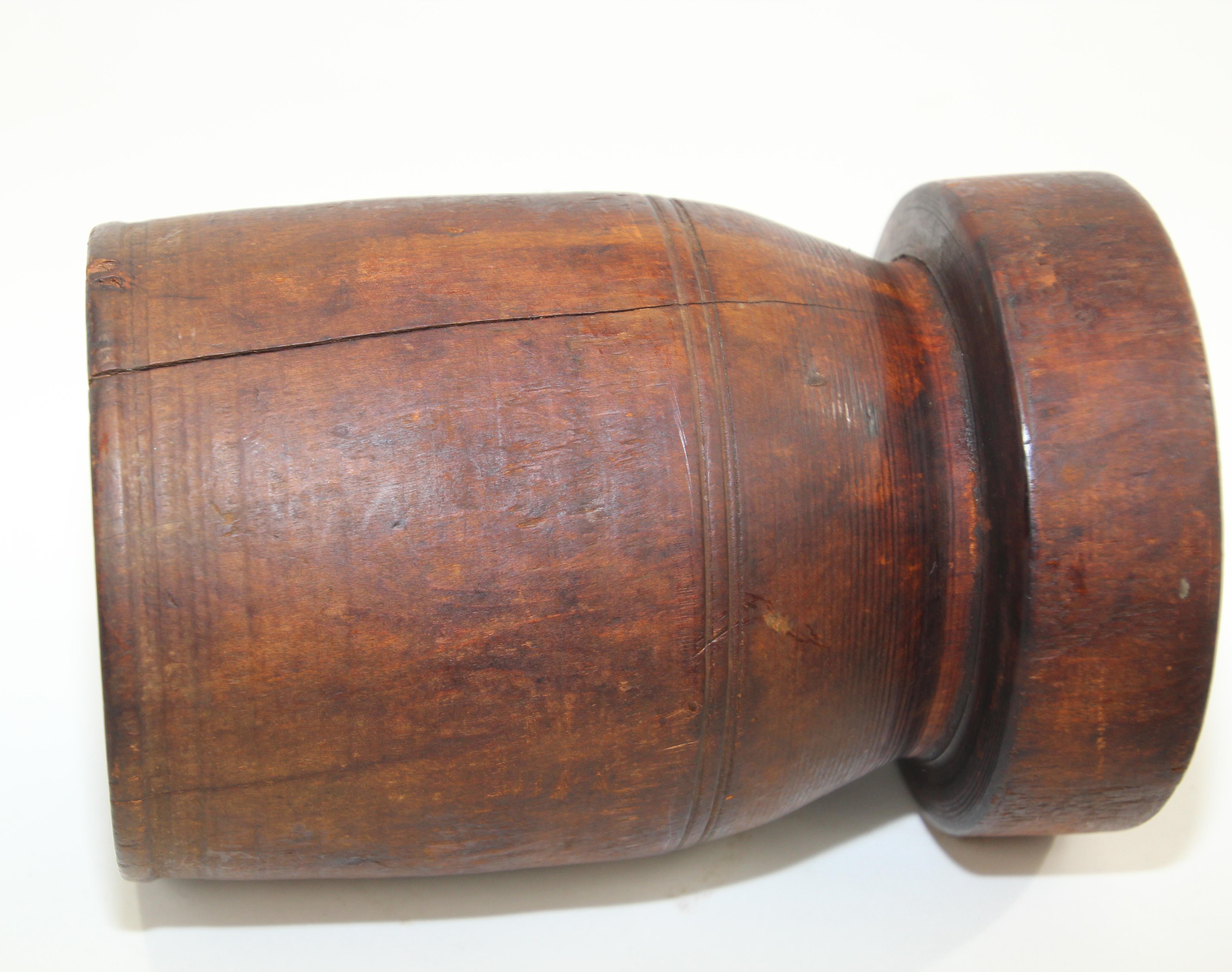 Large Antique Wooden American Mortar and Pestle For Sale 2