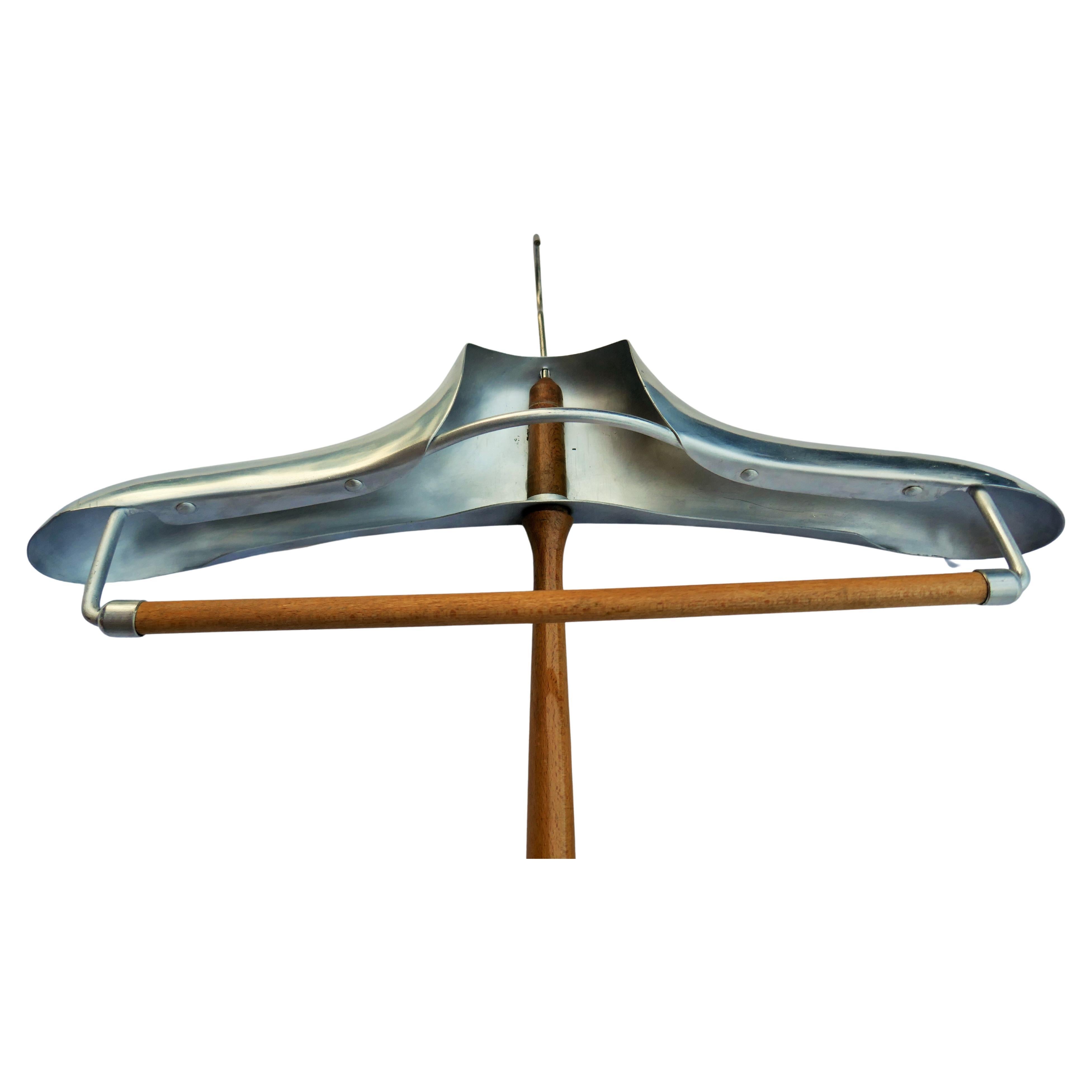Mid-20th Century Wooden and aluminum coat hanger possible Reguitti in vendita