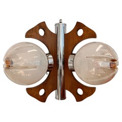 Murano-Hängeleuchte / Kronleuchter aus Holz und Kunstglas - Italien, 1970er