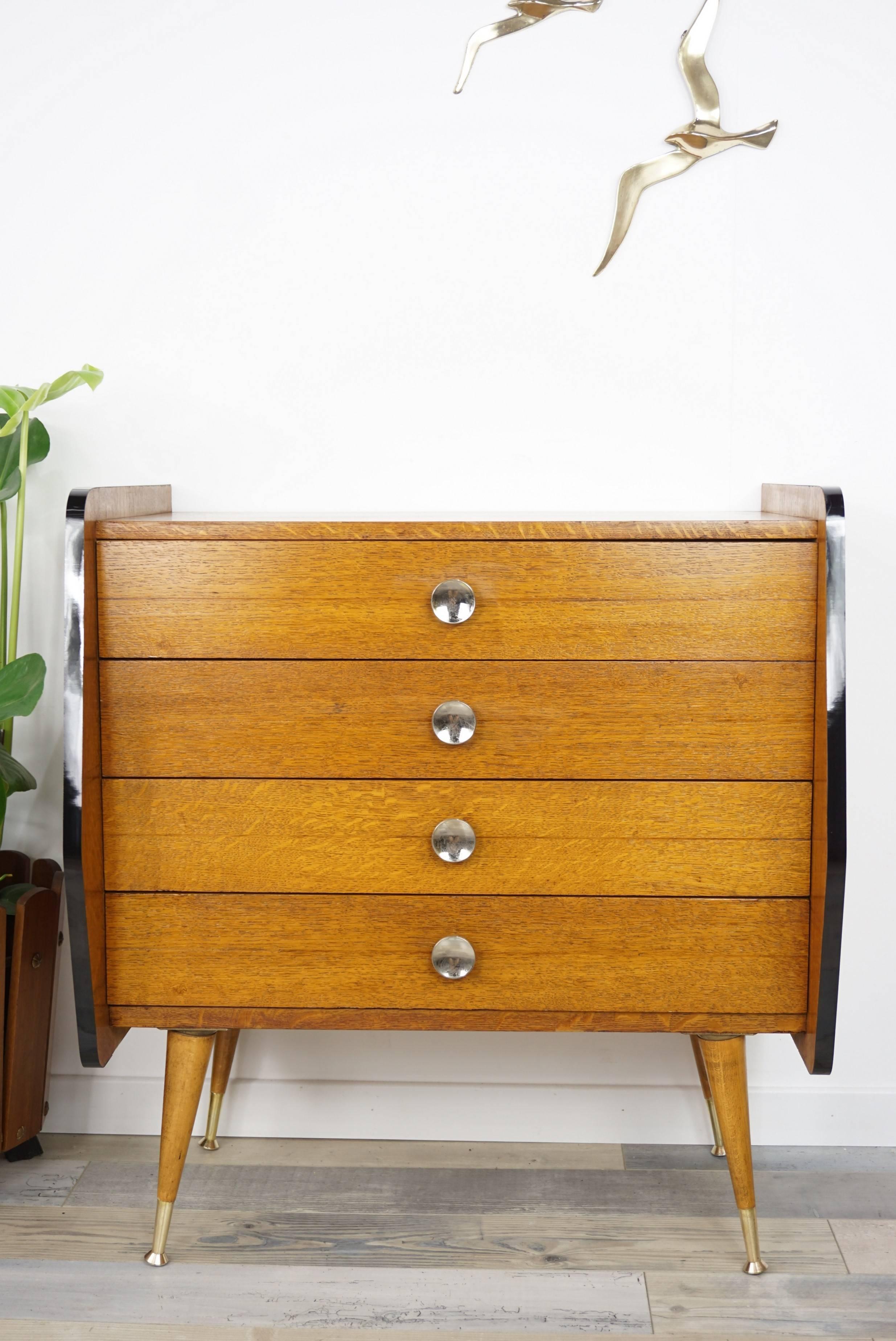 Wooden and Brass Chest of Drawers from the 1950s 12