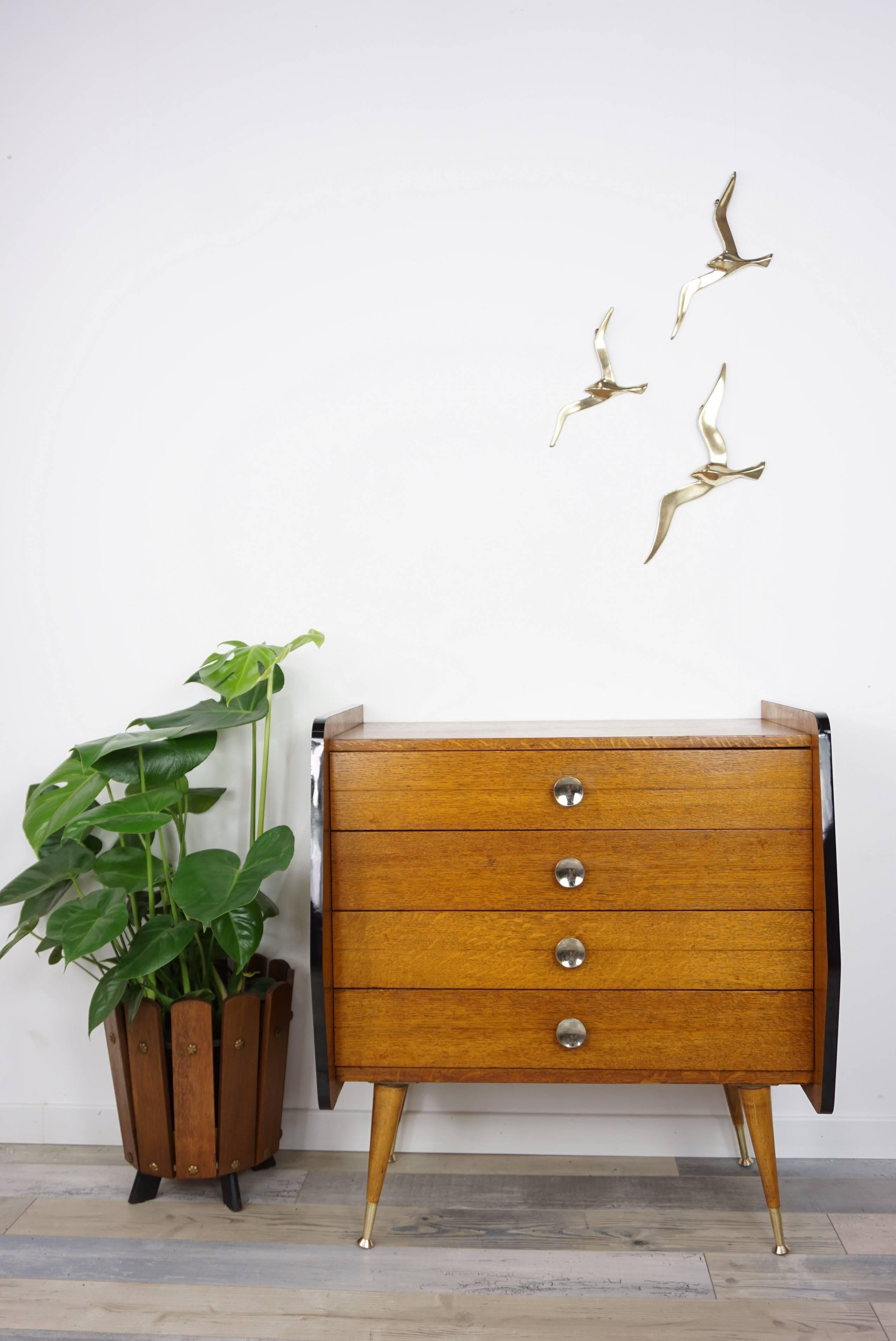 Wooden and Brass Chest of Drawers from the 1950s 13