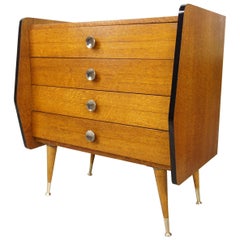 Wooden and Brass Chest of Drawers from the 1950s