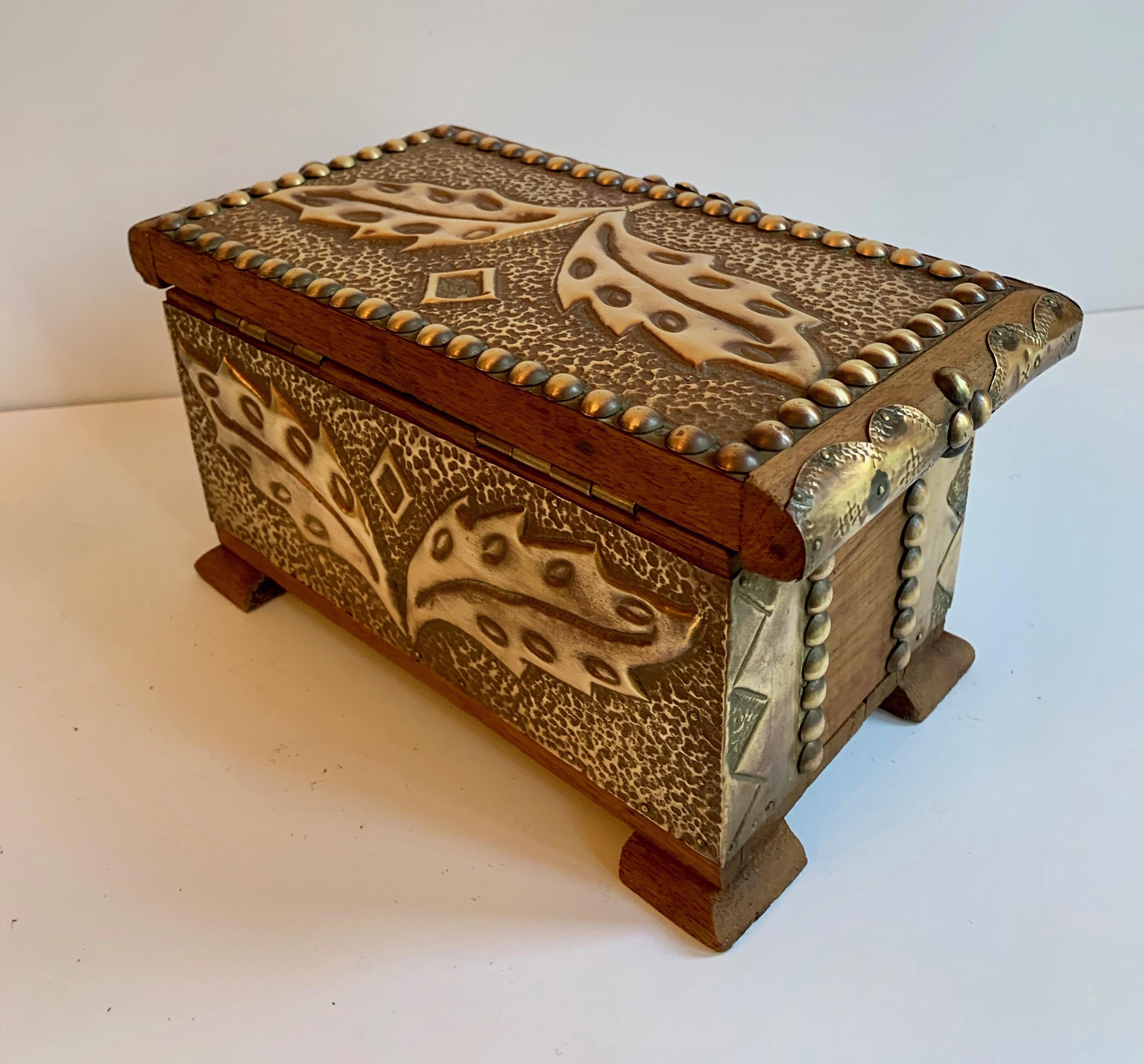 Wooden and Brass Folk Art Box 4