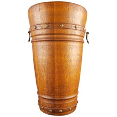 Wooden and Brass Umbrella Stand, Germany, 1930s