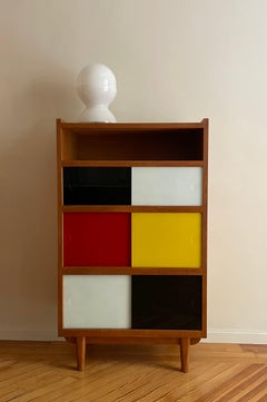Wooden and coloured glass bookcase