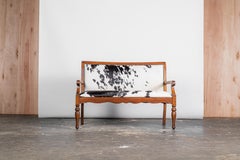 Wooden and Cowhide Loveseat by Vinicius Kobylko for Studio Kobylko Mid-century M