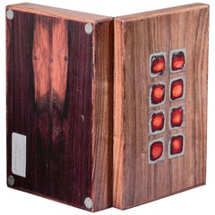 Vintage Wooden and Enamel Alfred Klitgaard Desk Top Storage Box