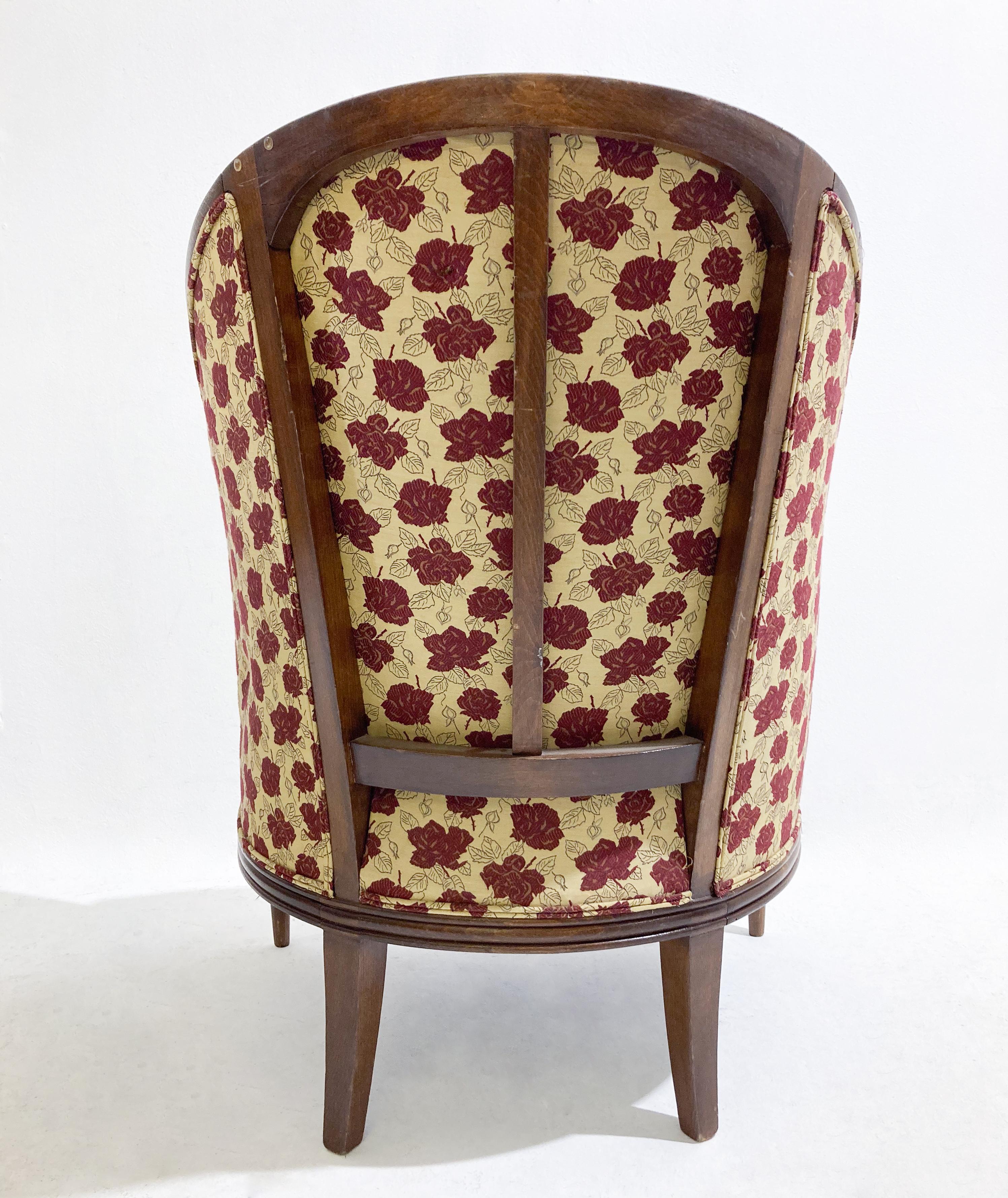 Art Deco Sessel aus Holz und Stoff - Neue Polsterung im Angebot 8