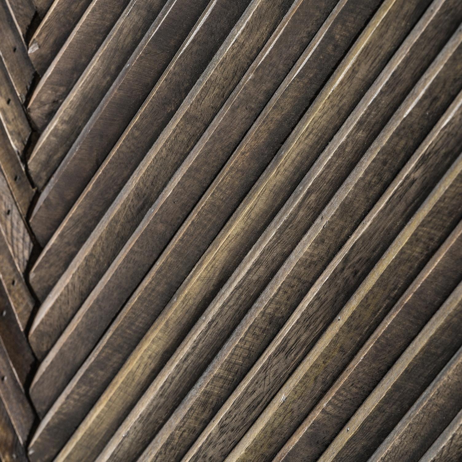 European Wooden and Gilded Metal Brutalist Design Sideboard