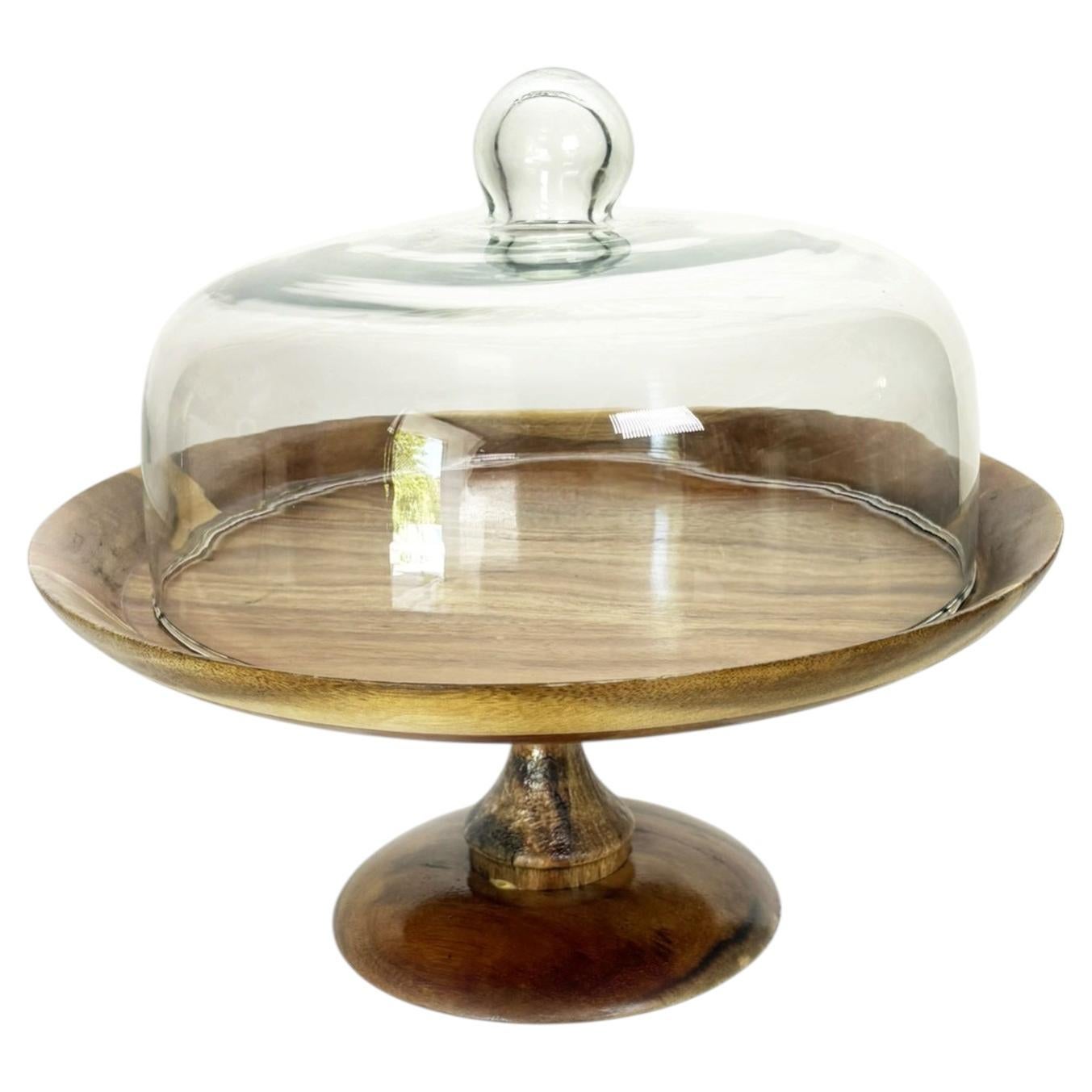 Wooden and Glass Pastry Tray by Zara Home, Discontinuted Model, France 20th