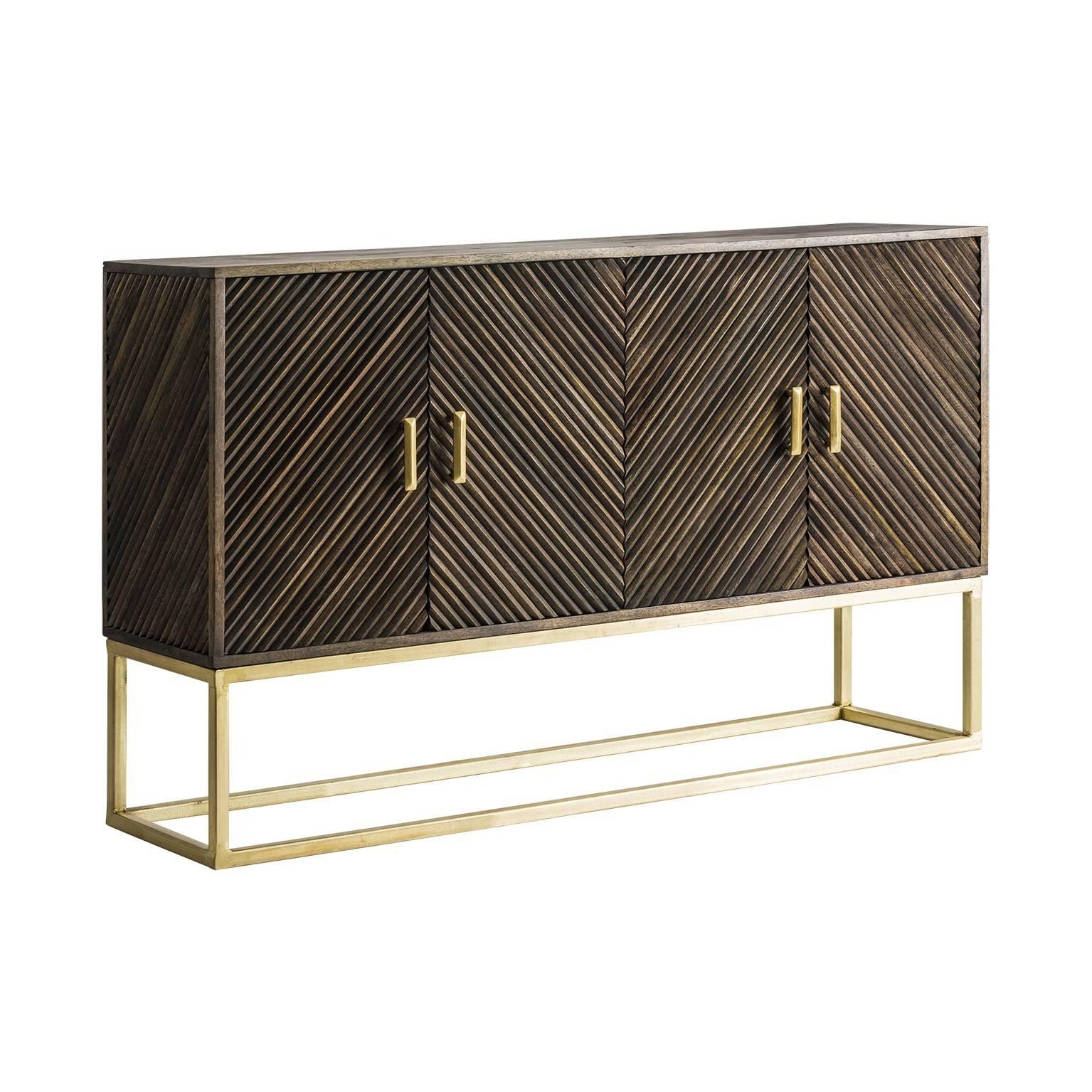 European Wooden and Iron with Gold Patina Sideboard