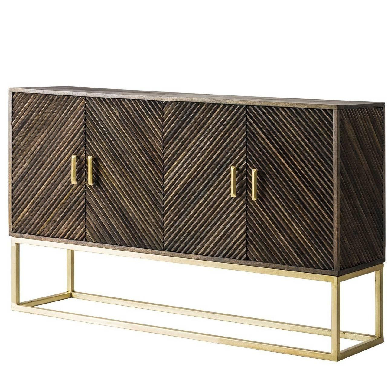 Wooden and Iron with Gold Patina Sideboard