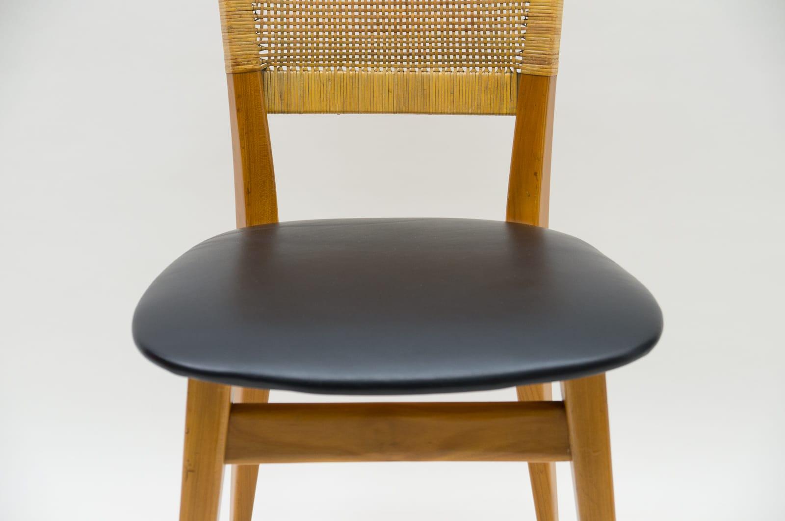 Wooden and Leather Dining Chair, Germany, 1950s For Sale 6