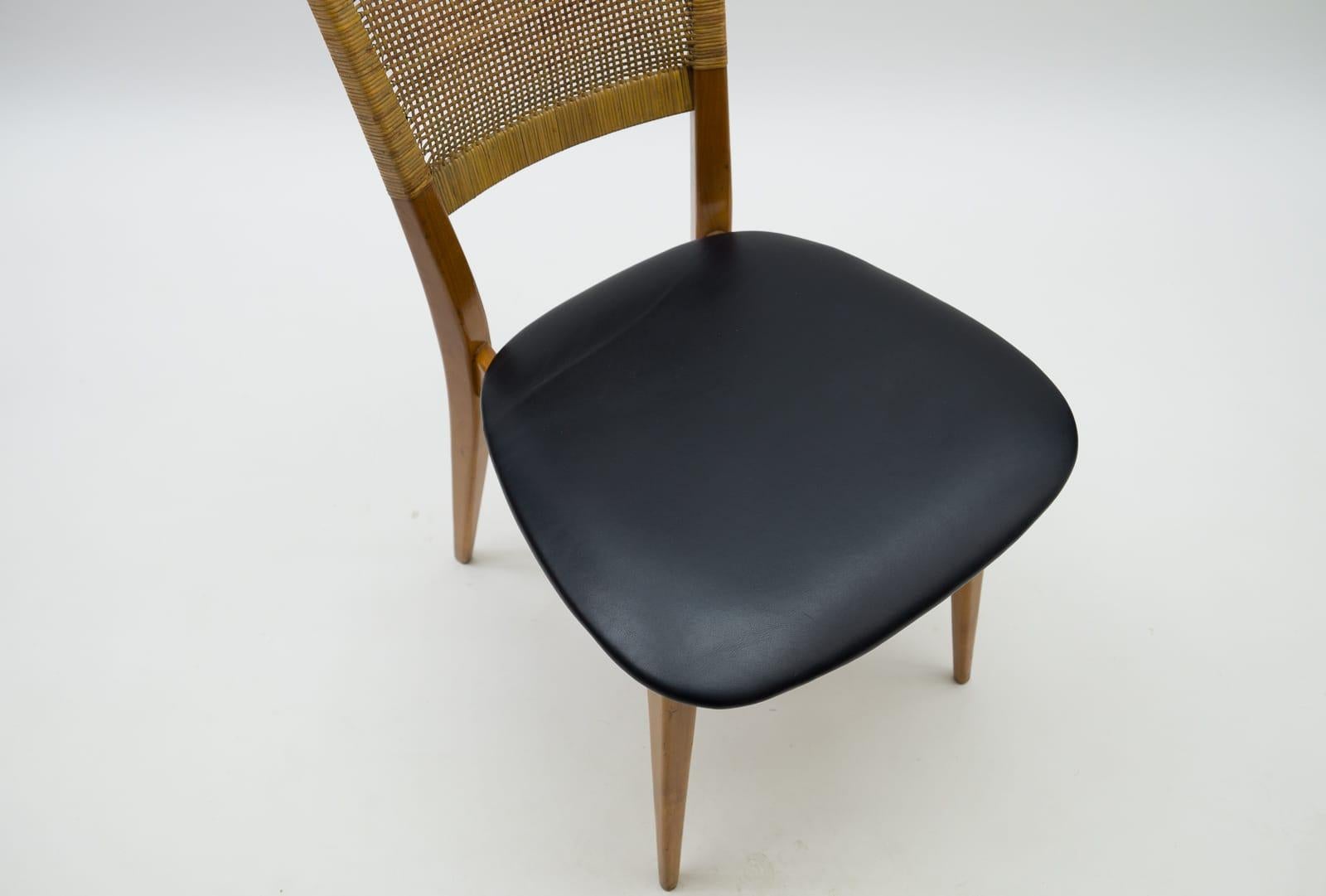 Wooden and Leather Dining Chair, Germany, 1950s For Sale 10