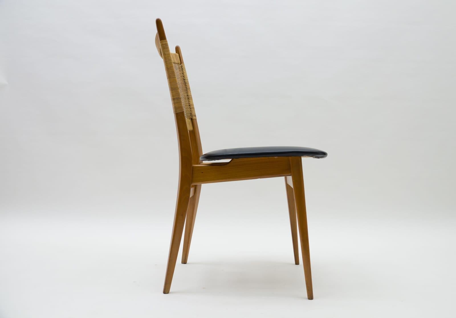 Wooden and Leather Dining Chair, Germany, 1950s For Sale 2