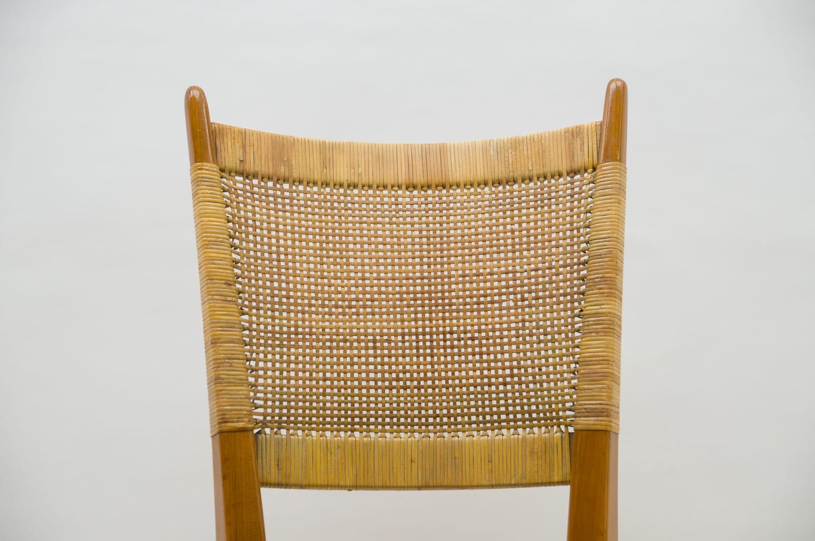 Wooden and Leather Dining Chair, Germany, 1950s For Sale 4