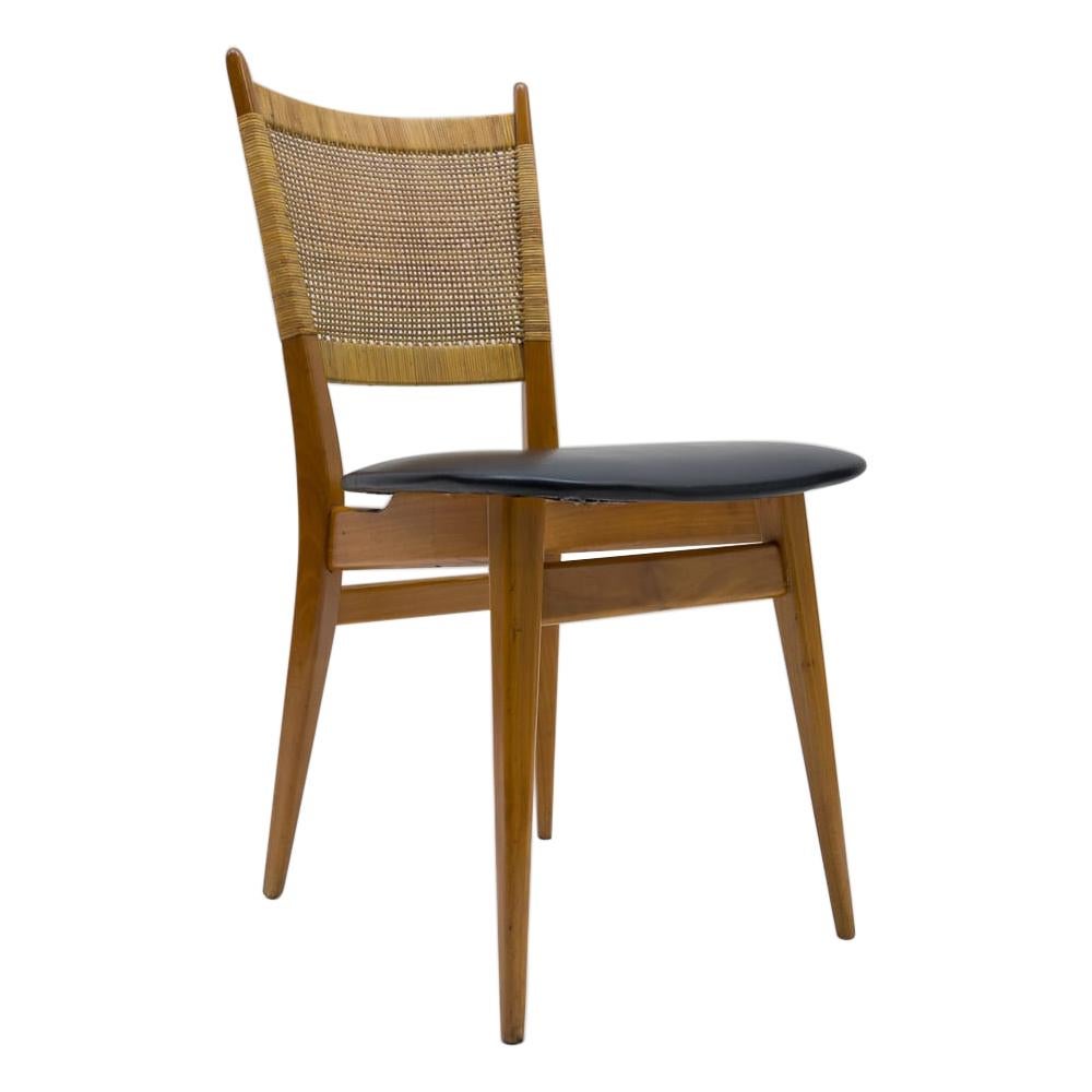 Wooden and Leather Dining Chair, Germany, 1950s For Sale