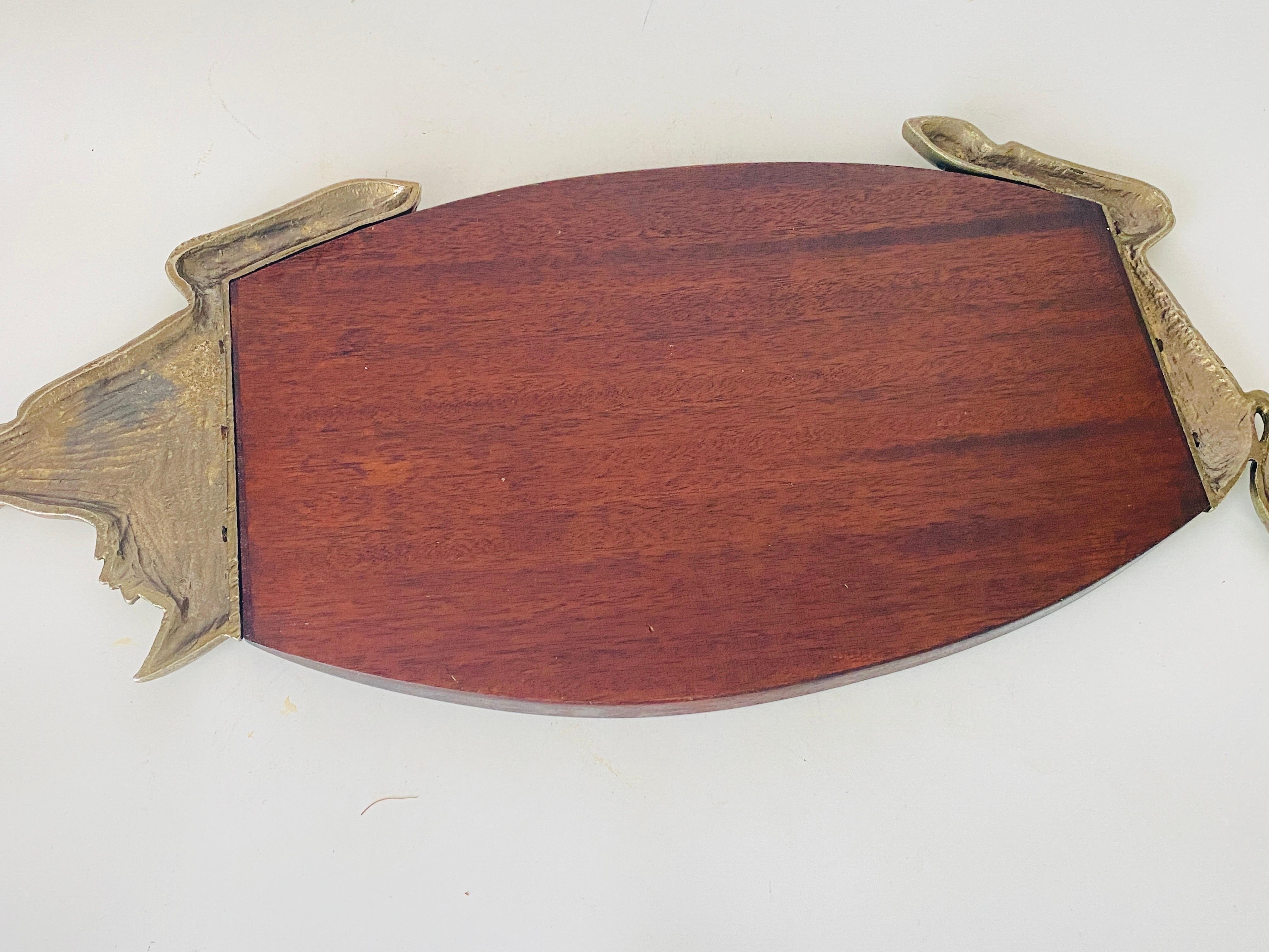 Patinated Wooden and Metal Chopping or Cutting Board  Brown Color, French, 20th Century For Sale