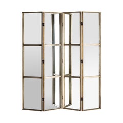 Wooden and Mirror Folding Screen Divider