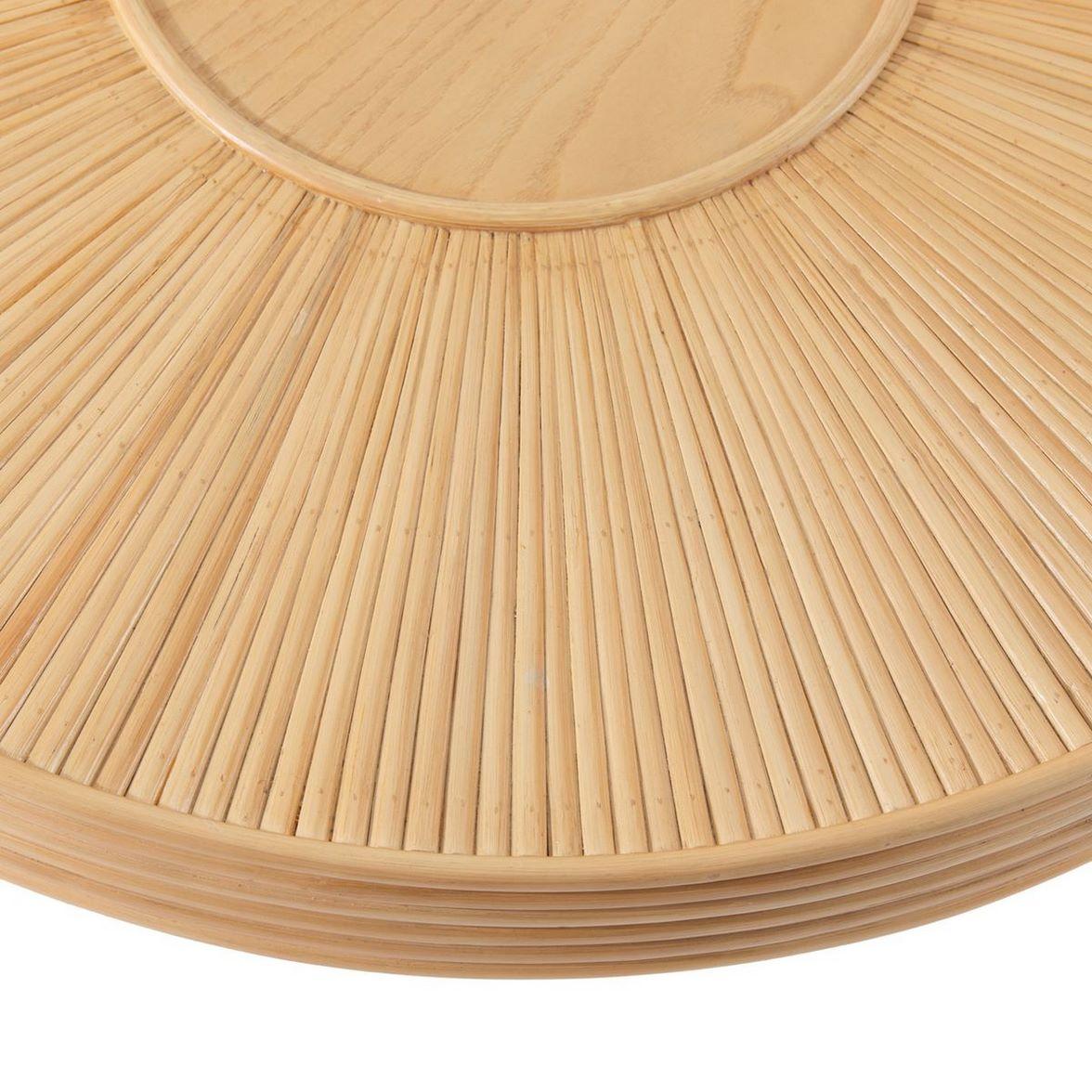 Runder Couchtisch aus Holz und Rattan mit Bleistift (Moderne der Mitte des Jahrhunderts) im Angebot