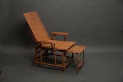 Wooden and rattan armchair, modular lounge chair from the 1940s