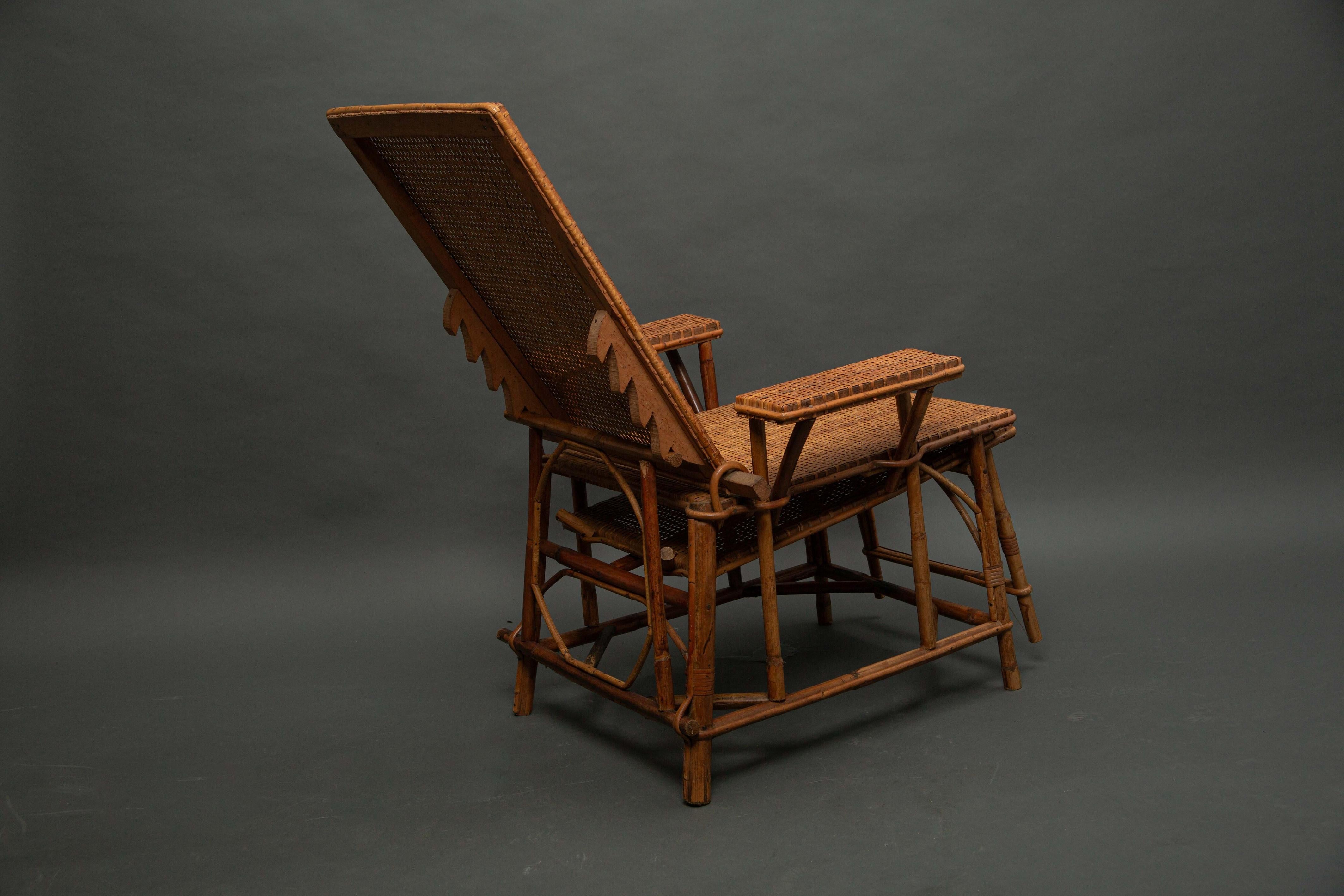 Wooden and rattan armchair, modular lounge chair from the 1940s For Sale 2